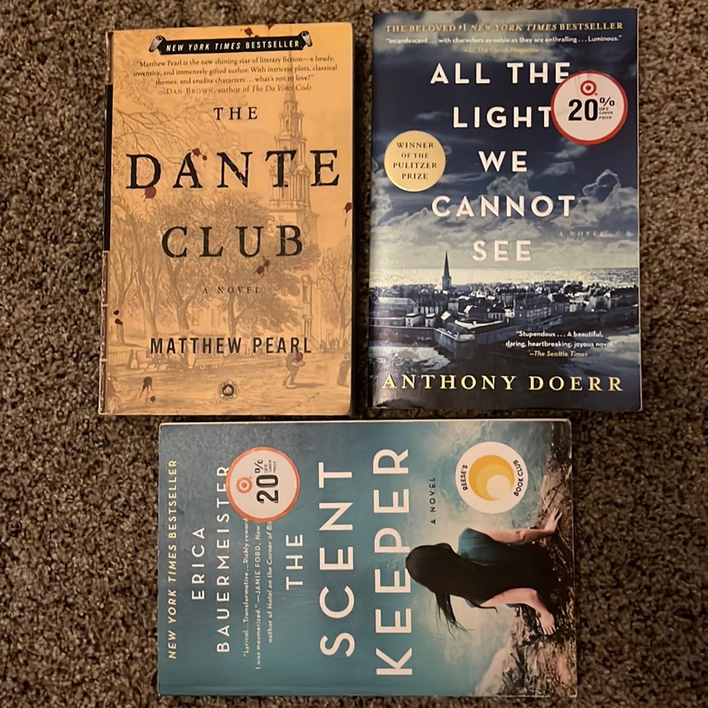 3 BOOK BUNDLE deal.The Dante Club, All The Light We Cannot See,The Scent Keeper